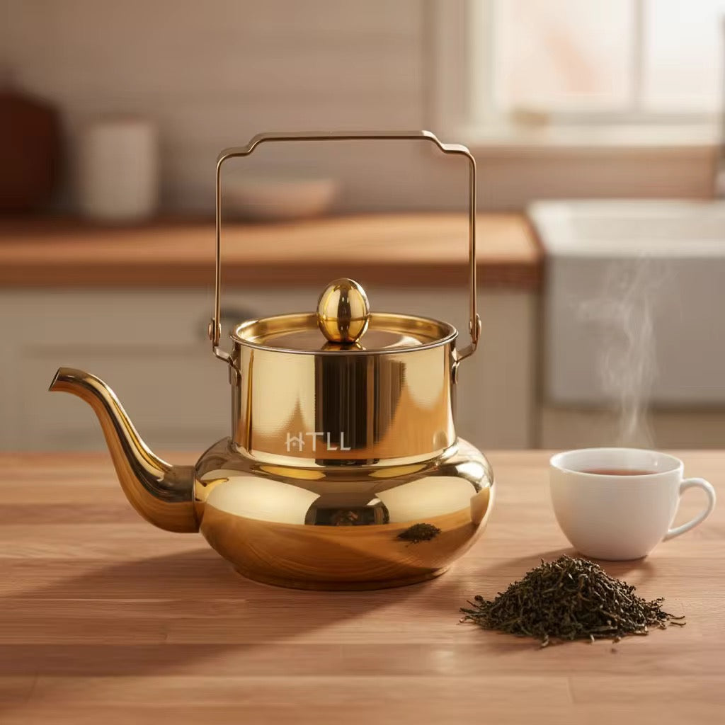 Gold Stainless Steel Tea Kettle with Infuser