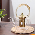 Luxury Glass Teapot with Gold Stainless Steel Infuser & Decorative Handle