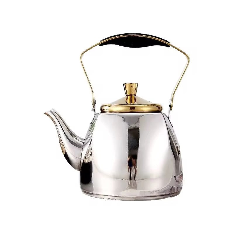 Stainless Steel Tea Kettle with Infuser – Gold or Chrome Finish with Gold Lid & Handle