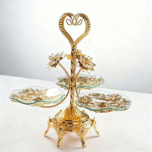 Gold Fruit Plate Four-grid Round Multi-layer