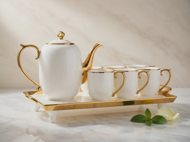 A39-3 White & Gold Tea/Coffee Set